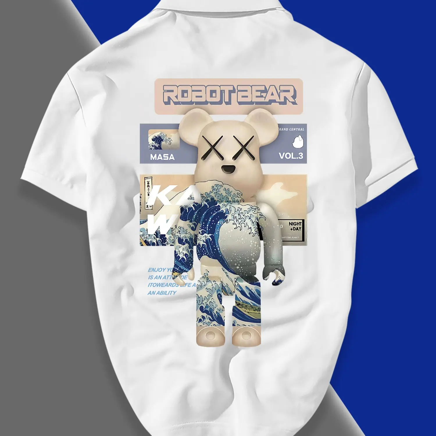 Áo POLO in Phối - Robot Bear - Áo Phối Lịch Lãm, Chỉnh Chu - Cotton Cao Cấp Nam Menswear Ngắn Tay Đen