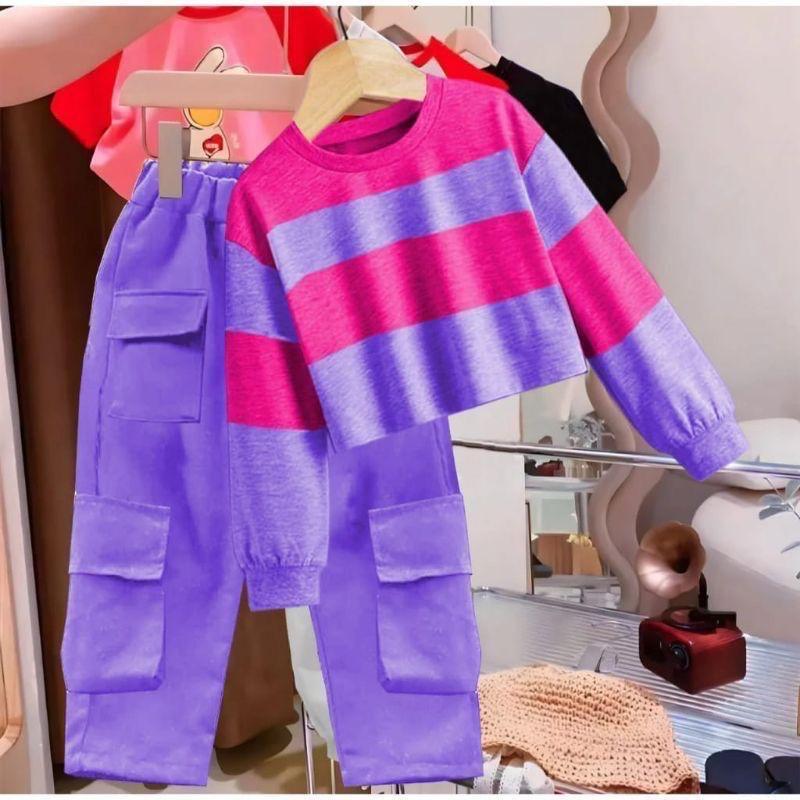 Setelan anak perempuan cargo stripe junior terbaru 1
