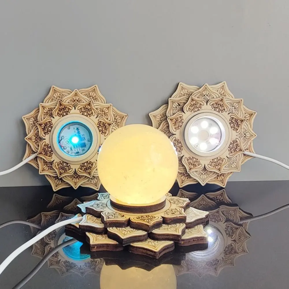 Đèn Ngủ 3D, Chất Liệu Gỗ, Hình Tháp Tứ Giác, Đồ Trang Trí Nhà Cửa, Đế Bóng, Giá Chân Đế Quả Cầu, Làm Bằng Đá Tự Nhiên, Giá Đỡ Hình Cầu