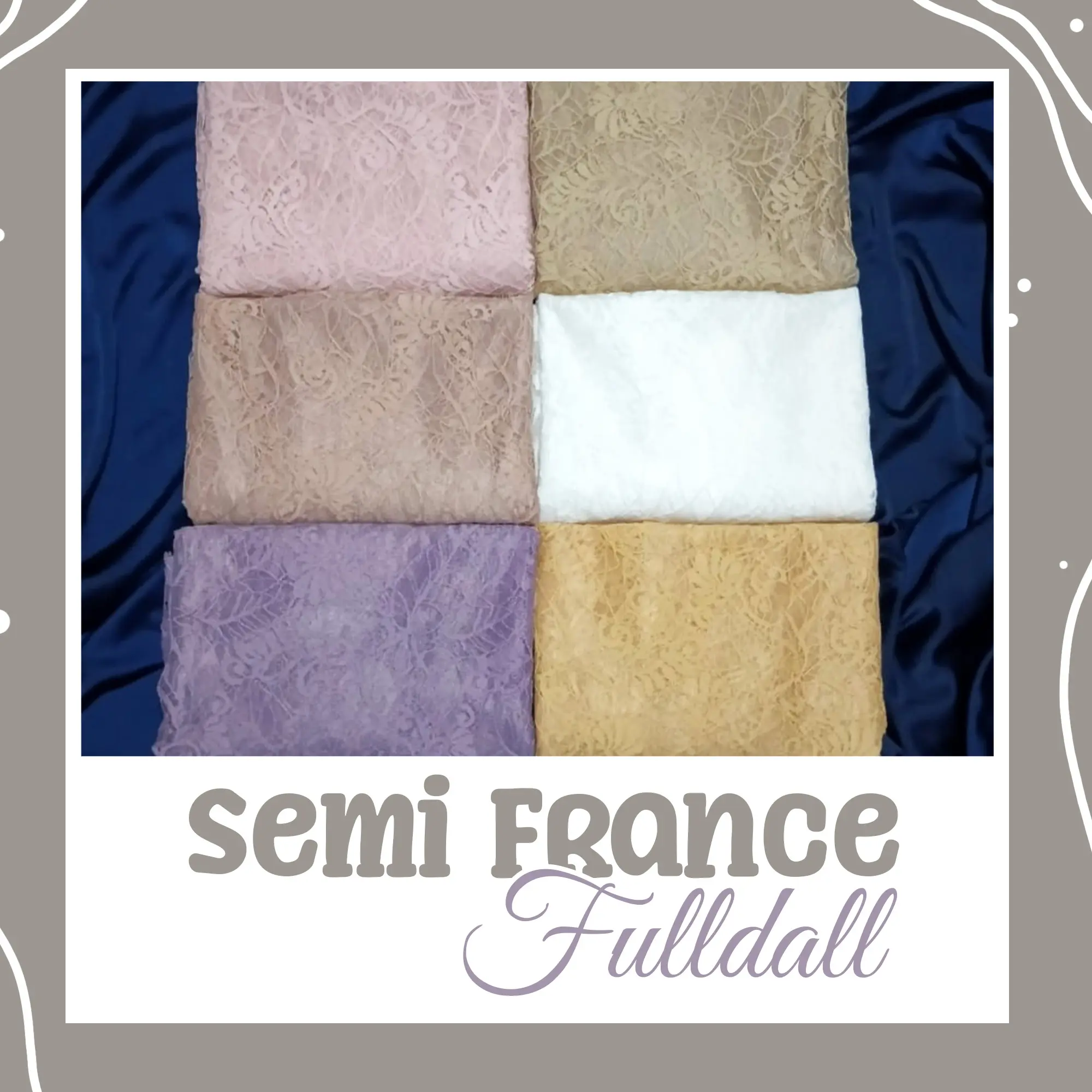 Kain Bahan Kebaya Brokat Semi Perancis Panjang 2.5 Meter x Lebar 1.5 Meter