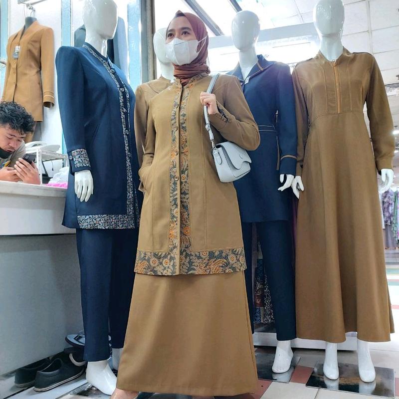 setelan baju kerja wanita model tunik rok A 2