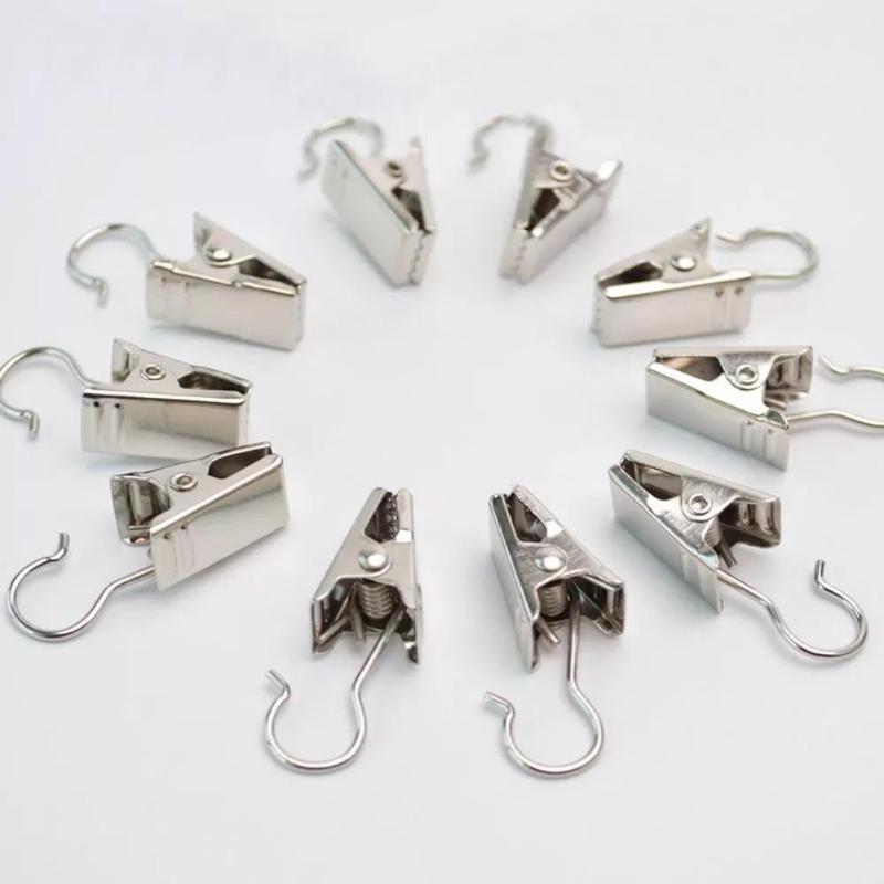 Product Introduction of Kẹp Rèm Phòng Tắm Vòi Hoa Sen Bằng Thép Không Gỉ, Bộ 10 Cái, Móc Treo Nhẫn Màu Bạc, Kẹp Lò Xo, Ghim Cắm, Phụ Kiện Cửa Sổ 13