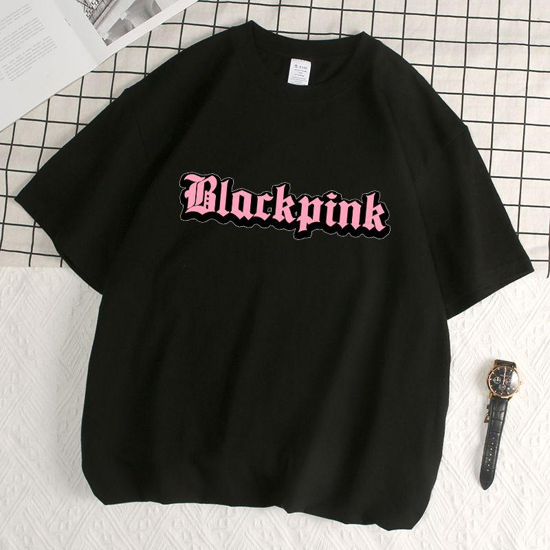Quần Áo Cùng Nhập Khẩu BLACKPINK, Đội Nữ Hàn Quốc Màu Hồng Và Đen Lisa, Trang Phục Quảng Cáo Bài Hát-Hỗ Trợ, Áo Thun Ngắn Tay, Áo Thời Trang Nữ Top Women Cổ Tròn Cổ Tròn Umi 3