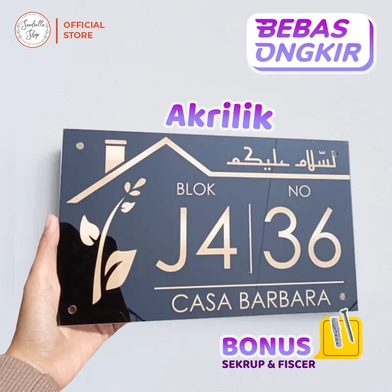 Custom Nomor Rumah Akrilik Papan Alamat Nomer Rumah Acrylic MNR62 0