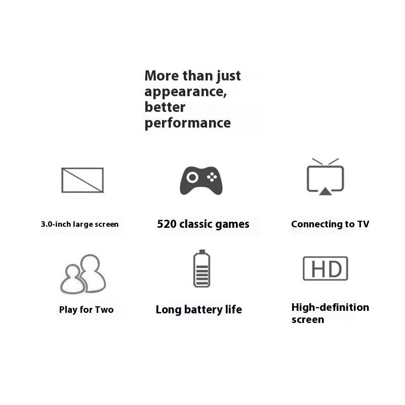 Product Introduction of [Cod] Handheld game console, classic retro S8 style, 3.0 inch high definition screen, 520 games, portable, support for two players, TV connection, Protection 7