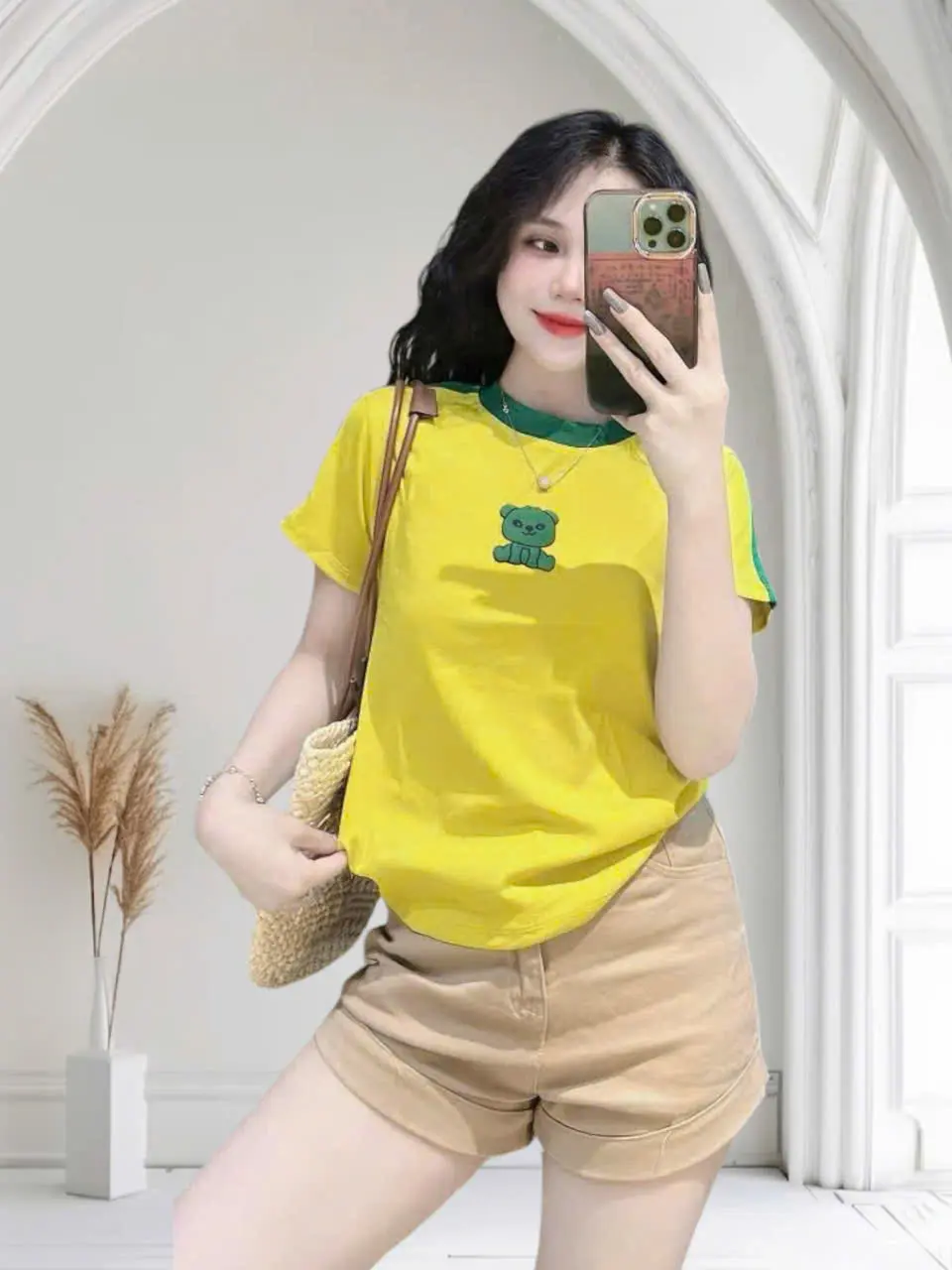 [SALE SỐC. Áo Thun Nữ Dáng Ôm Dưới 55kg [Gấu Xinh], Phối Viền Độc Đáo Form Tôn Dáng Cotton