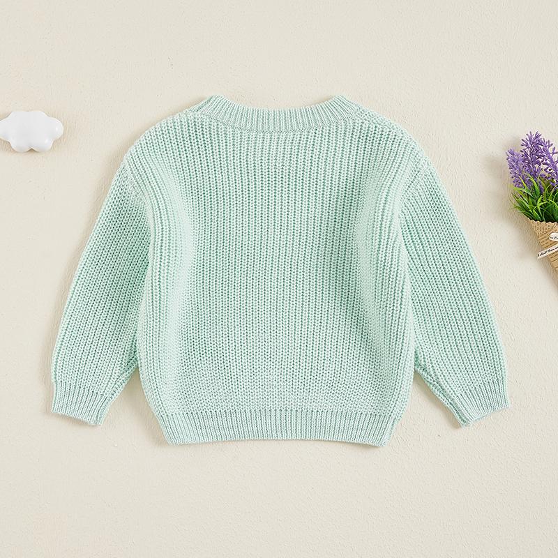 Product Introduction of Little Boy Girl Knit Sweater Causal Solid Color Crew Neck Long Sleeve Pullover Tops for Fall Winter 42