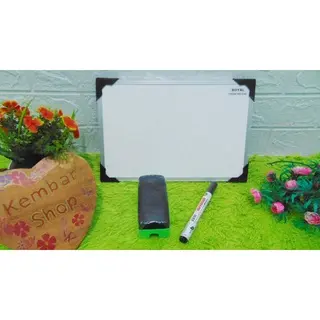 PAHE-WB2030 PAKET HEMAT PLUS SPIDOL DAN PENGHAPUS! WHITE BOARD BLACK BOARD PAPAN TULIS  BELAJAR ANAK 2 SISI BOLAK BALIK 2