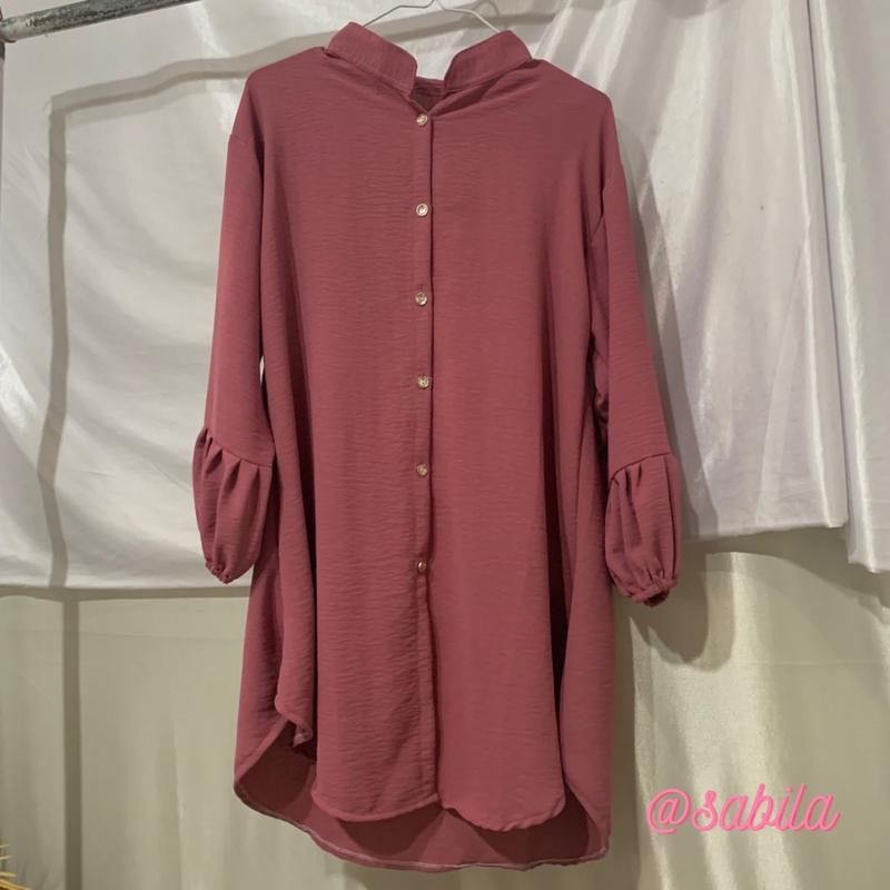 ADELA Kemeja Tunik Crinkle Airflow by Sabilakiyowo Muslim Nyaman Panjang Atasan Kancing 9