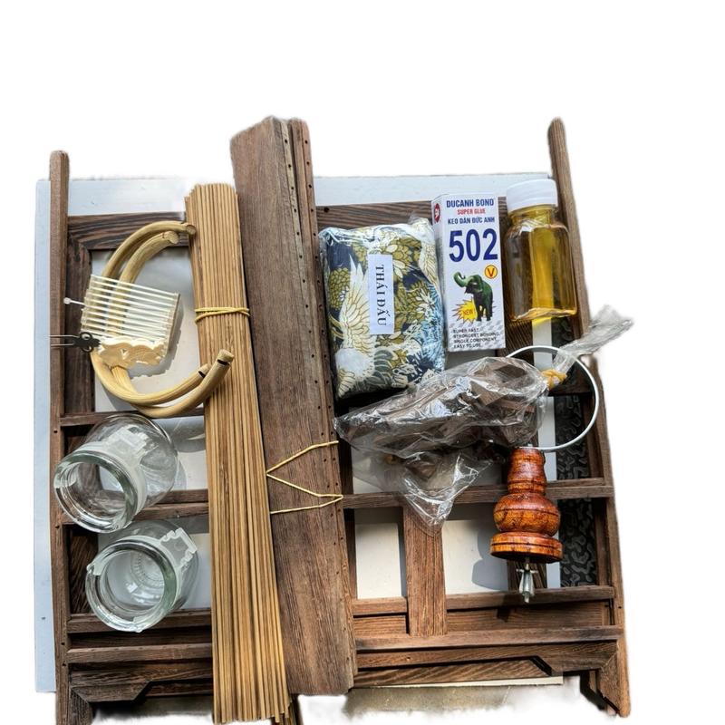 Khung lồng gỗ mun đuôi công tự ráp, khung lồng chào mào