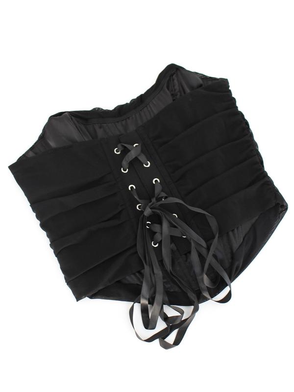 Women's Solid Grommet Eyelet Lace Up Ruched Corset Shapewear Top, Casual Breathable Comfortable Tummy Control Shapewear Tube Top, Women's Shapewear 1