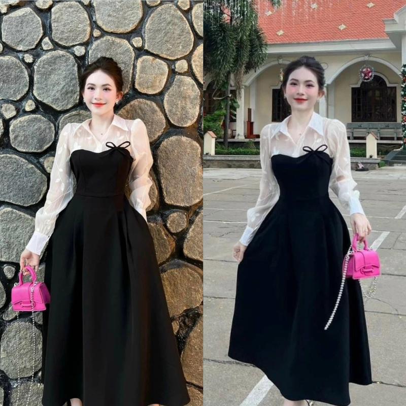 Váy Thiết Kế Bigsize nista Dành Cho Nữ Đầm Thiết Kế Cổ Đức Dáng Liền A Xoè Che Khuyết Điểm Tốt Bigsize từ 60-90kg Women Dress Nữ Váy Dự Tiệc Váy Thường Mặc đầm cotalk Nhung Kem