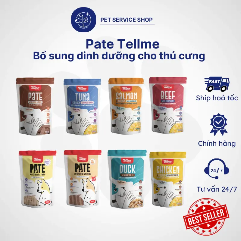 Pate sốt Tell Me dành cho chó nhiều vị GÓI 130g và 85g