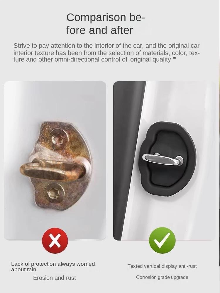 Product Introduction of Soft Rubber Car Door Lock Protector Cover Car Door Lock Shock Absorption Cushion Pad Thickened Anti-Collision Sticker 2