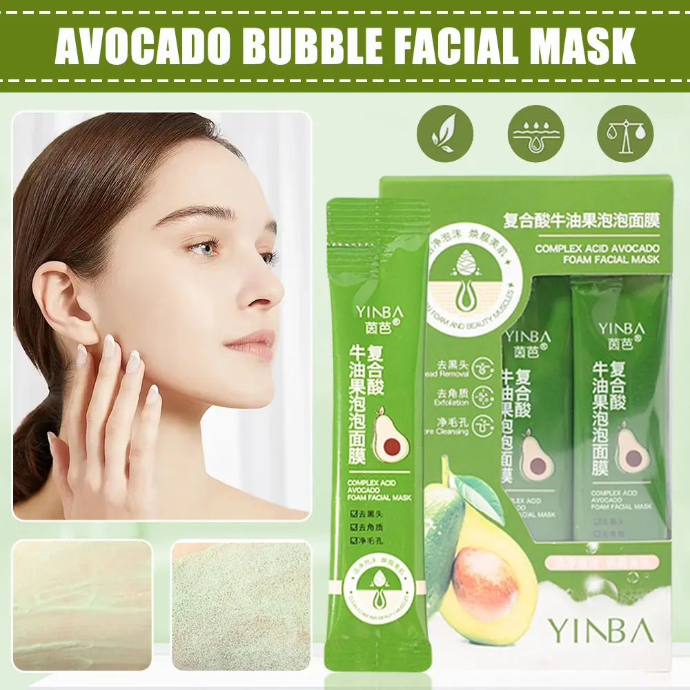 Mặt Nạ Bong Bóng, Yinba, Hợp Chất Bơ, Làm Sạch Sâu, Trị Mụn Đầu Đen Và Mụn Nhọt, Mặt Nạ, Tạo Bọt Tự Động, Dưỡng Ẩm, 12 Cái / Hộp