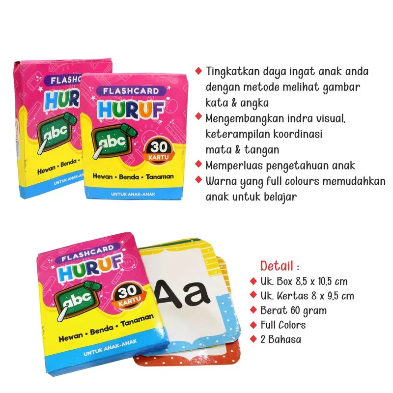 Flash Card Anak Isi 30 Kartu Mainan Kartu Huruf Angka Mainan Kartu Edukasi Anak 5
