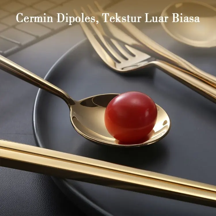 Bilipot Sendok Garpu Stainless Korean Spoon Fork Stainless Alat Makan Sendok Garpu Gold Silver Hitam 3