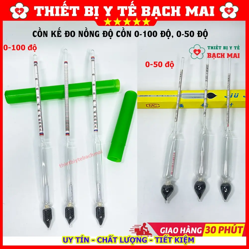 Cồn Kế Đo Nồng Độ Rượu, Đo Nồng Độ Cồn Từ 0 -100 Độ, 0 - 50 Độ