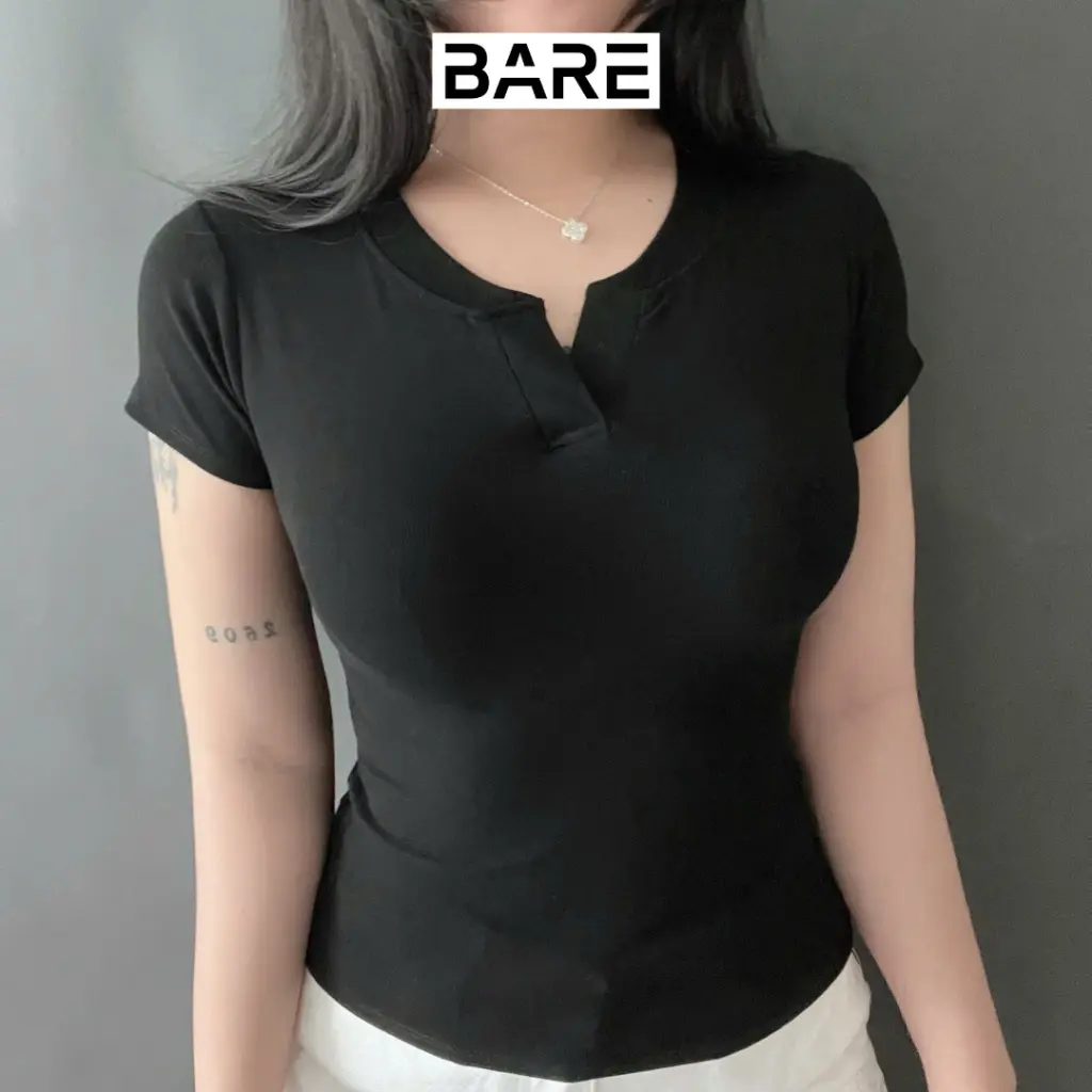 BARE_Áo Thun Cổ Trụ Tàu Ôm Body Tôn Dáng Chất Thun Borip Co Dãn Cho Nữ_A380 Women Top