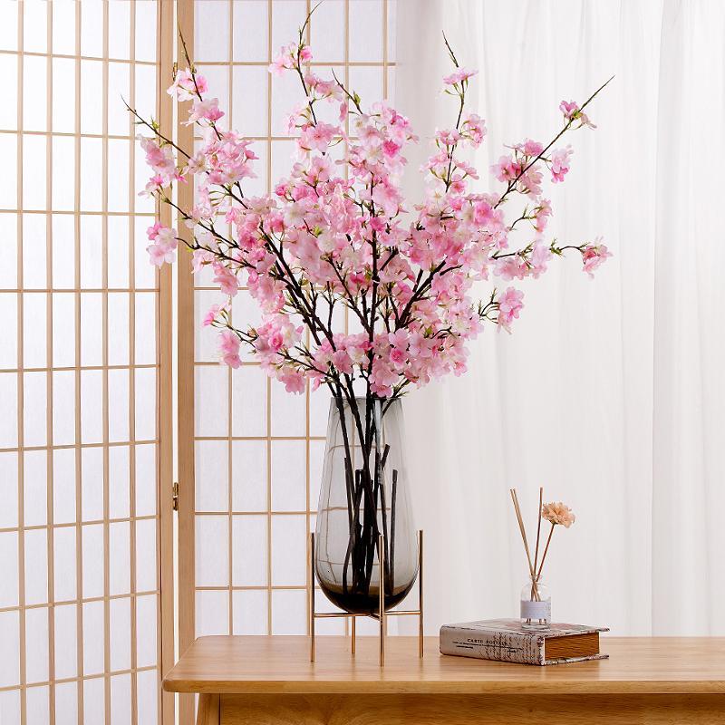 Spring Home Decor Artificial Cherry Blossom, 1 Count Fake Flower For Home Living Room Party Decor 4