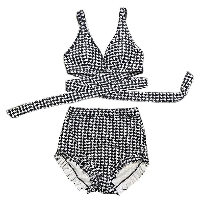 2025 Swimsuit Women's Hot Spring Split Houndstooth Bikini Single Hell Style Lady