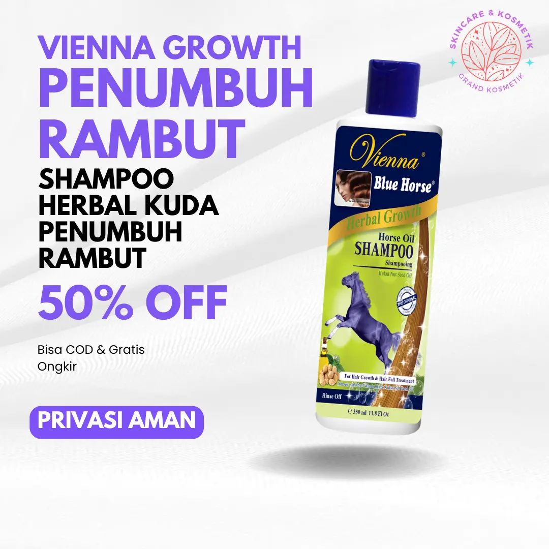 Vienna Blue Horse Shampoo Herbal Growth Shampo  / Sampo Pemanjang conditioner salon 350 ml Original BPOM Penumbuh Untuk Rambut Rontok dan Kering Kondisioner Pertumbuhan kembali