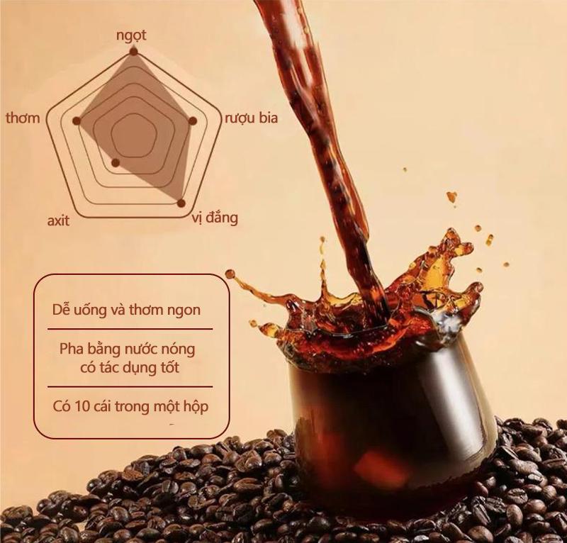Cà phê đen đặc biệt, 100% Arabica, rang xay thủ công, 10 gói/hộp - Mua 2 tặng 4 - Coffee 4