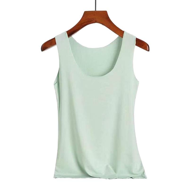 Áo Vest Nữ, Nuietye, Không Đường May, Màu Trơn Cổ Tròn, Không Tay Co Giãn, Mềm Mại Và Thoáng Khí, Thích Hợp Cho Mùa Hè, Áo Hai Dây Mặc Trong, Áo Ba Lỗ, Áo Thể Thao Nữ 4