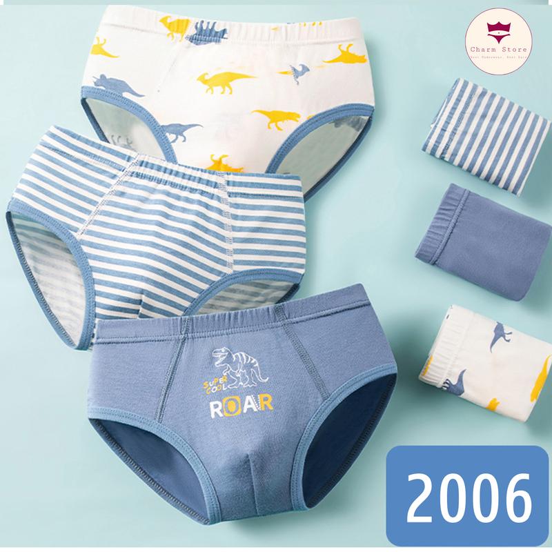 Set 3 quần lót bé trai, quần chíp bé trai tam giác 10-40kg, quần sịp cho bé trai chất cotton thoáng khí, hoạ tiết đáng yêu 2006