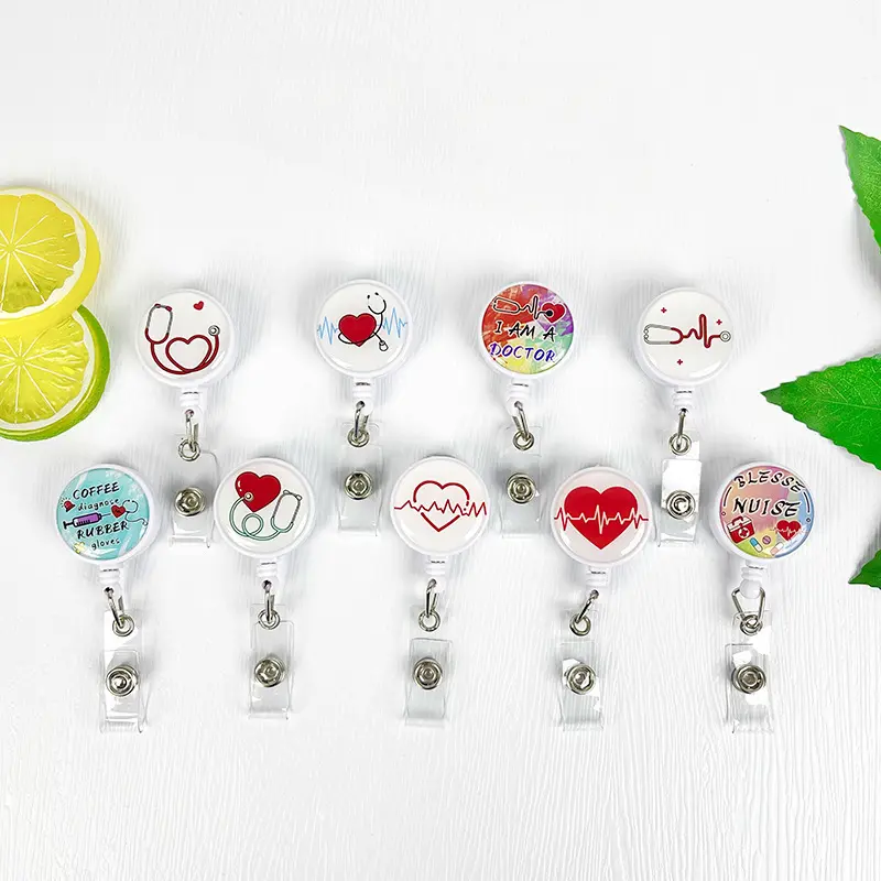 Cuộn Huy Hiệu Có Thể Thu Vào Cho Y Tá Và Bác Sĩ, Họa Tiết Hoạt Hình Kawaii, Đồng Phục, Kẹp Bỏ Túi, Hộp Đựng Thẻ Làm Việc, Đồ Dùng Bệnh Viện