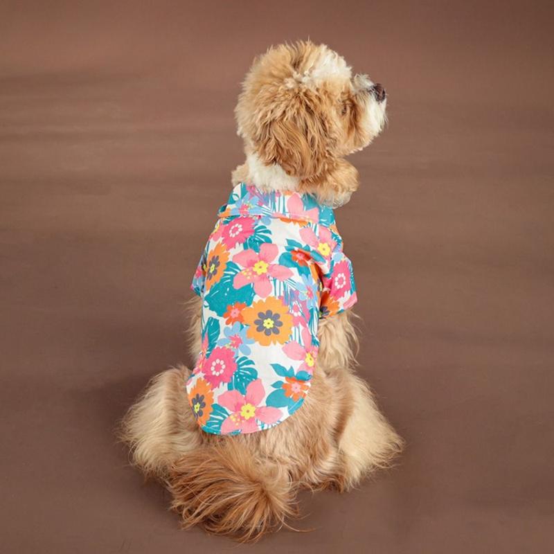 Product Introduction of Pet Products Hawaii Style Summer Dog Shirt Cute Colorful Pet Shirt Comfortable Coconut Tree Printed Cool Thin Cat Shirt for Small Medium Large Dog 11