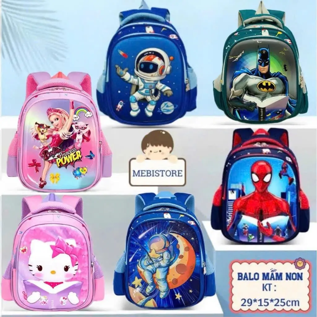 Balo cho bé mầm non mẫu giáo,từ 2 đến 5 tuổi,bề mặt nhựa EVA chống thấm nước,balo trẻ em hình in 3D cute đáng yêu