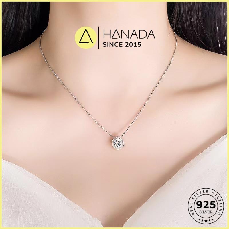 [BH TRỌN ĐỜI] Dây Chuyền Bạc 925 Hanada Vuông Đá Trang Sức Bạc Thời Trang Vòng Cổ Lập Phương Một Đá 0160 G4 3