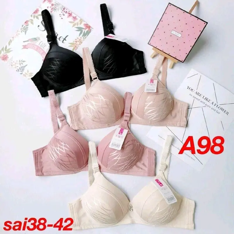 Combo 3 Áo Lót Nữ A98-Không Gọng, Đệm Mỏng, Size 36-38-40-42, Bra Women Nhung Kem 5