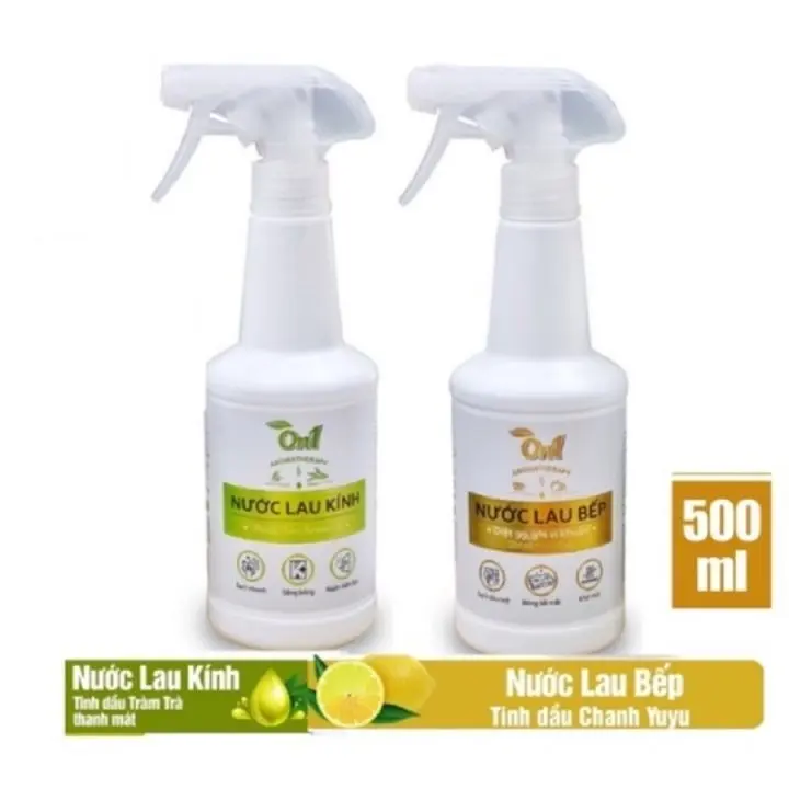Combo Nước lau đa năng và lau kính On1 500ml dạng xịt | Nước lau bếp năng On 1 tinh dầu chanh Yuzu giúp làm sạch bụi bẩn, dầu mỡ, cặn bám lâu ngày