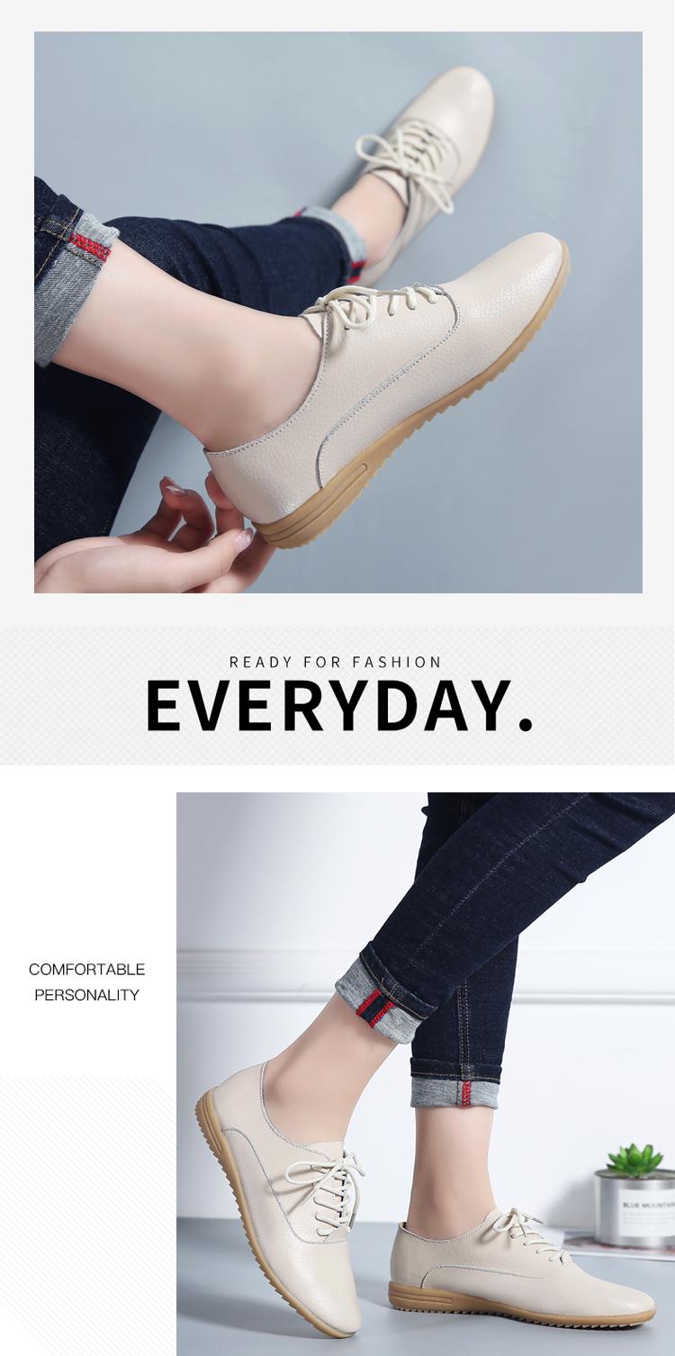 Product Introduction of Cheap Fashion Women Leather Shoes Comfortable Lace Up Ladies Office Shoes Pointed Toe Flats 22