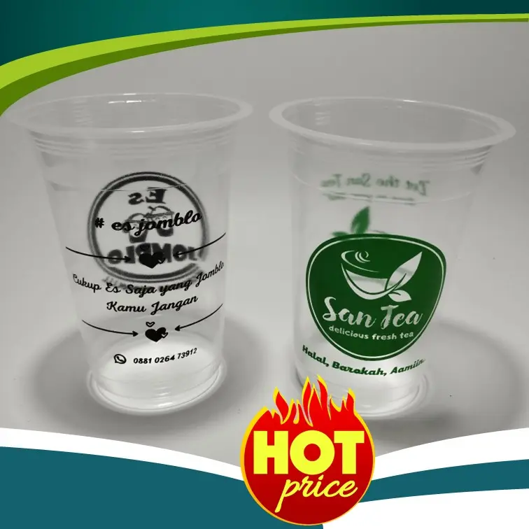Sablon gelas cup 16oz datar Tebal 4 gram merk hok isi 500pcs