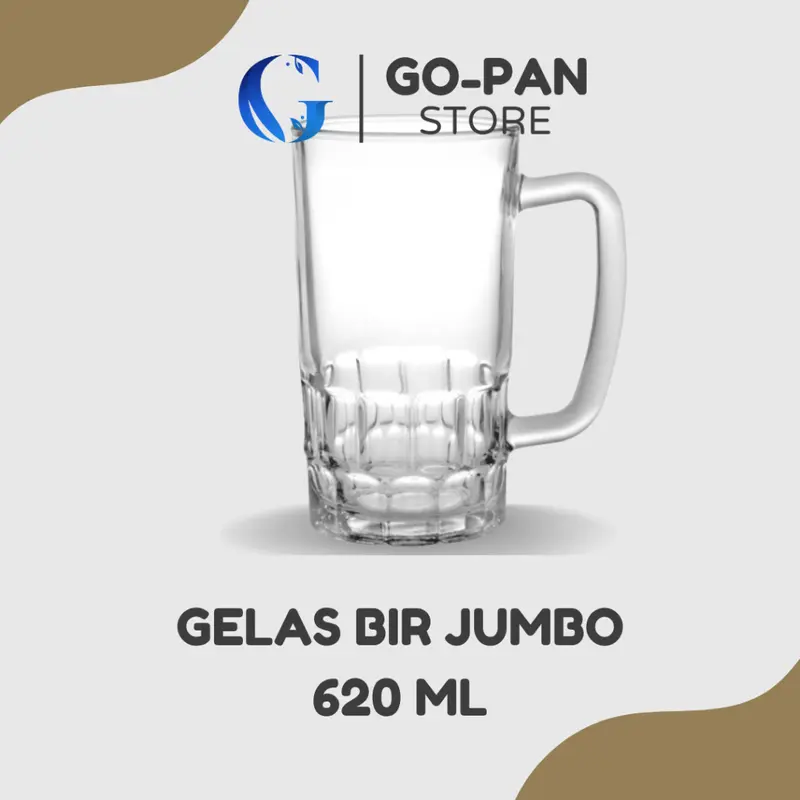 Gelas Kaca Jumbo 600 ml Beer Glass Mug Tabal Tahan panas / Gelas Minum Besar - Go-Pan Store 0