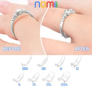 8PCS Pengecil Cincin Silicone Transparan Ukuran Ring Adjuster Sizer Size