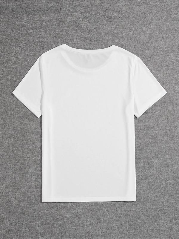 Women's Leopard Lightning & Letter Print Round Neck Tee, Summer Clothes, Fashion Casual Short Sleeve T-Shirt for Daily Wear, Ladies Clothes for Summer 6