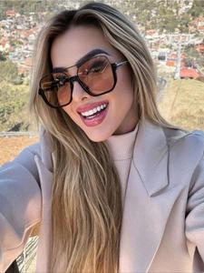 Gafas de sol con montura geométrica vintage, gafas de sol casuales y modernas para mujeres, accesorios de moda para uso diario y actividades al aire libre