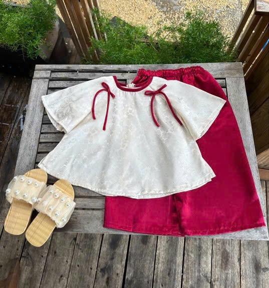 Set đồ gấm lụa cao cấp cho bé gái đi chơi đi lễ size từ 7-43kg BB03 _ Proman1