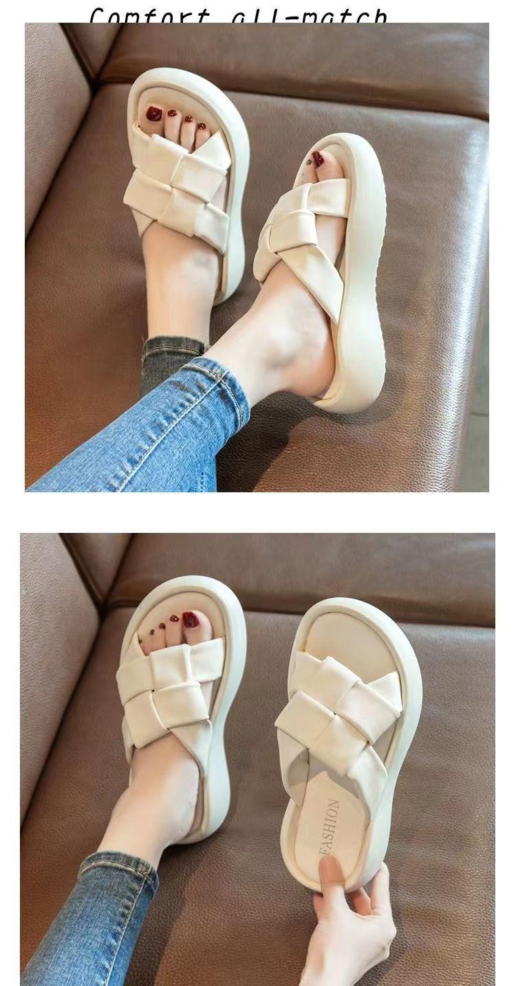 Product Introduction of Women's Summer Outdoor Slippers Fashion 2025 New Fairy Style with Skirt Thick Bottom Flip-Flops High-Grade Boken Sandals 8