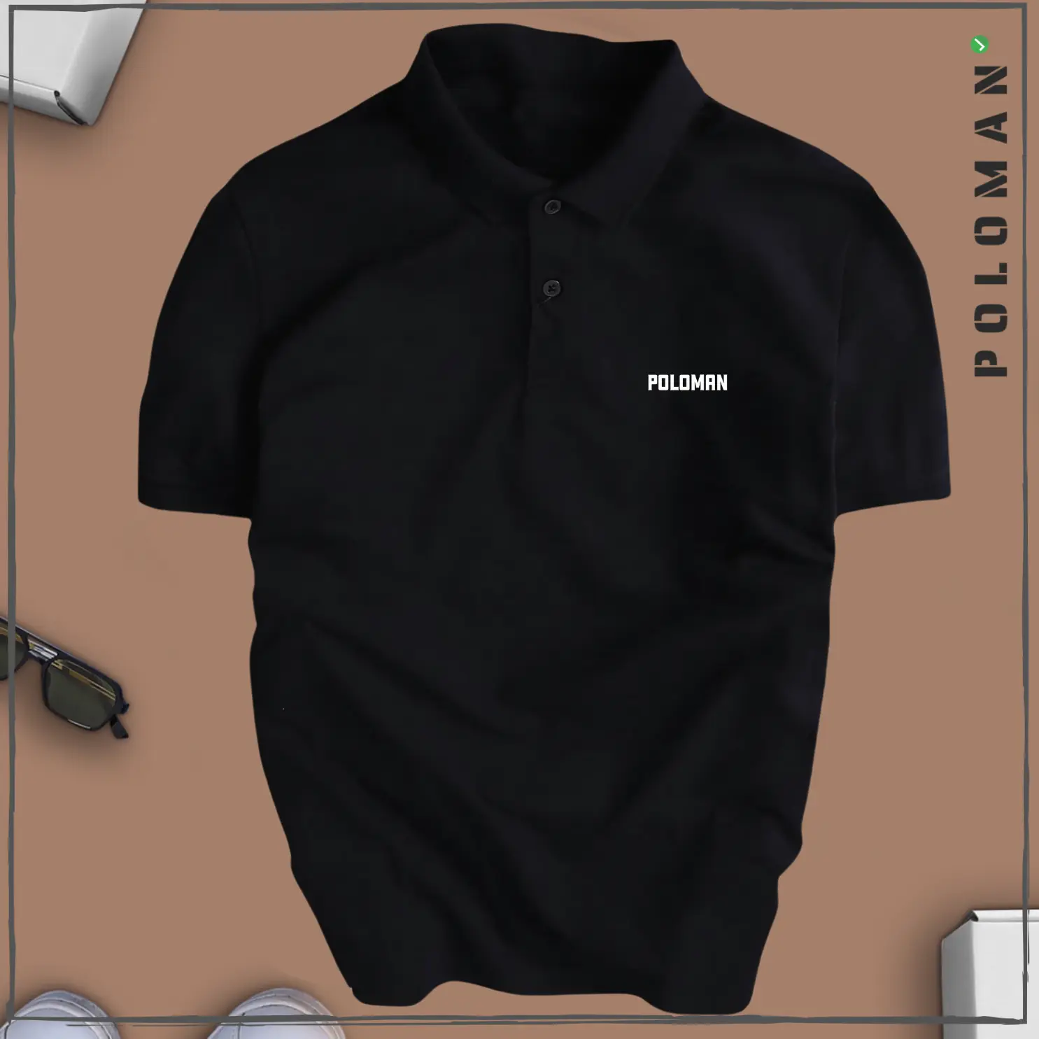 Áo Có Cổ POLOMAN LOG Vải CVC Cá Sấu Sang Trọng, Đứng Form - Áo Polo Thời Trang Menswear Tay Ngắn Top Shirt Đen Có Cổ Ngắn Tay Cộc Tay