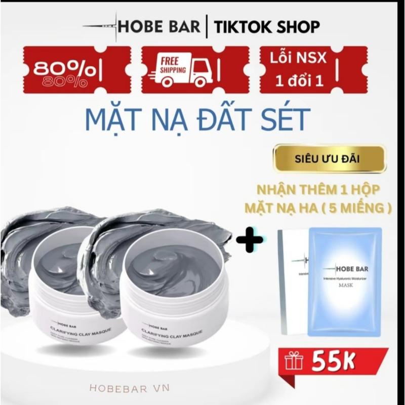 Mặt Nạ Đất Sét Trắng Sodium Hyaluronate hobebar Hỗ Trợ Làm Sạch Da Dành Cho Nam và Nữ ( 55ml) hobebar Skincare Dưỡng Ẩm Da Mask
