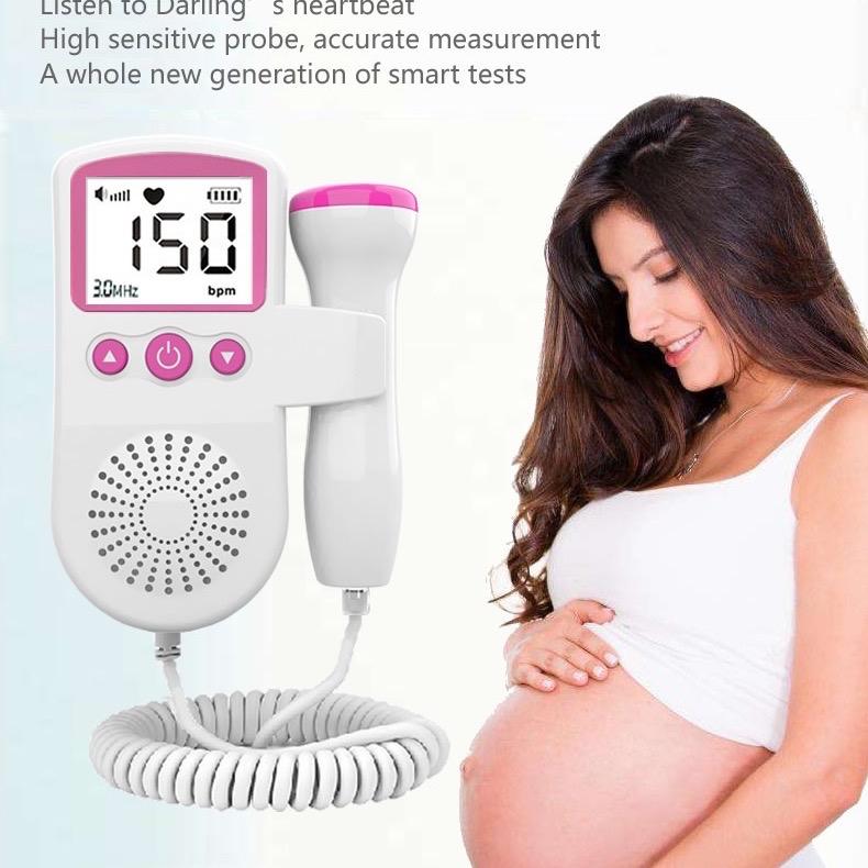 {Bản màu} Máy Đo Tim Thai Tại Nhà - An Toàn Cho Mẹ Và Bé - Tặng Kèm Gel Và Pin