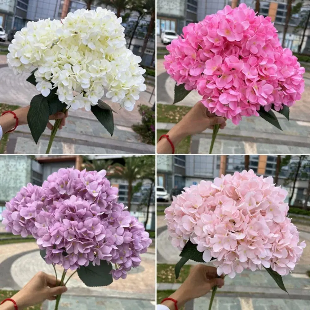 Silk Artificial Hydrangea Gifts Home Decor 5 Heads Decorative Fake Flowers Simulated Wedding Floral Arrangement Wedding Bridal Bouquet for for Vases