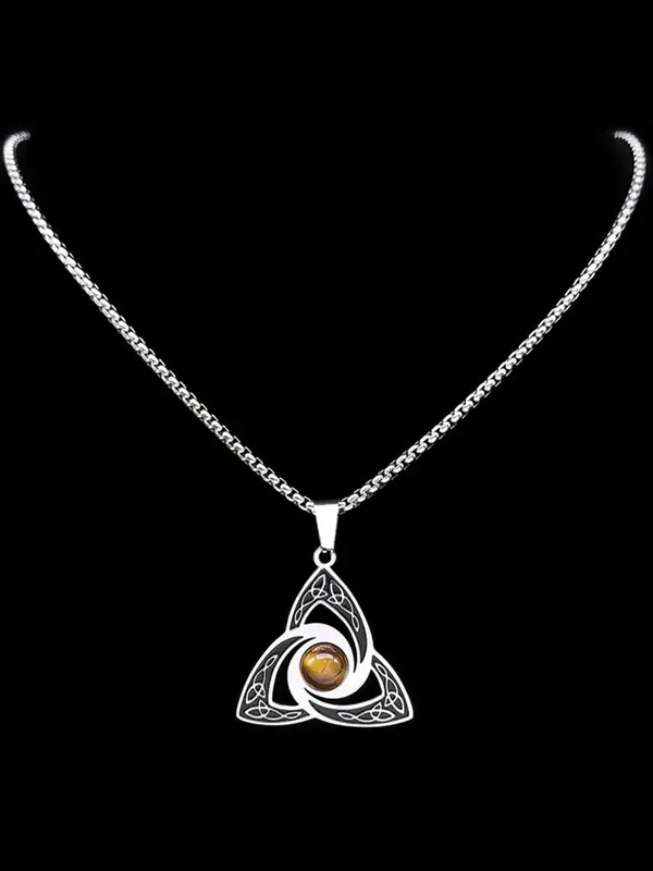 Vintage Trinity Knot Design Pendant Necklace, Fashion Stainless Steel Jewelry for Women and Men, Trendy Versatile Accessories for Parties and Daily Wear, Jewelry Gifts 3