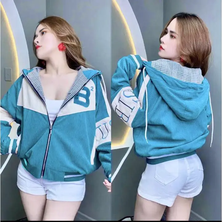 ÁO KHOÁC FORM RỘNG NHUNG GÂN LÓT CARO NHIỀU MÀU TRẺ TRUNG Benzen Store Jacket Top Nữ Women