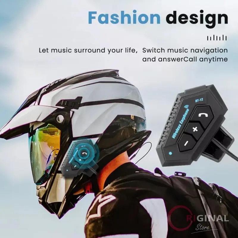 [BISA COD} BT-12 Bluetooth Motorcycle Helmet Headset Motorbike Wireless  Earphones with Headset Helm
